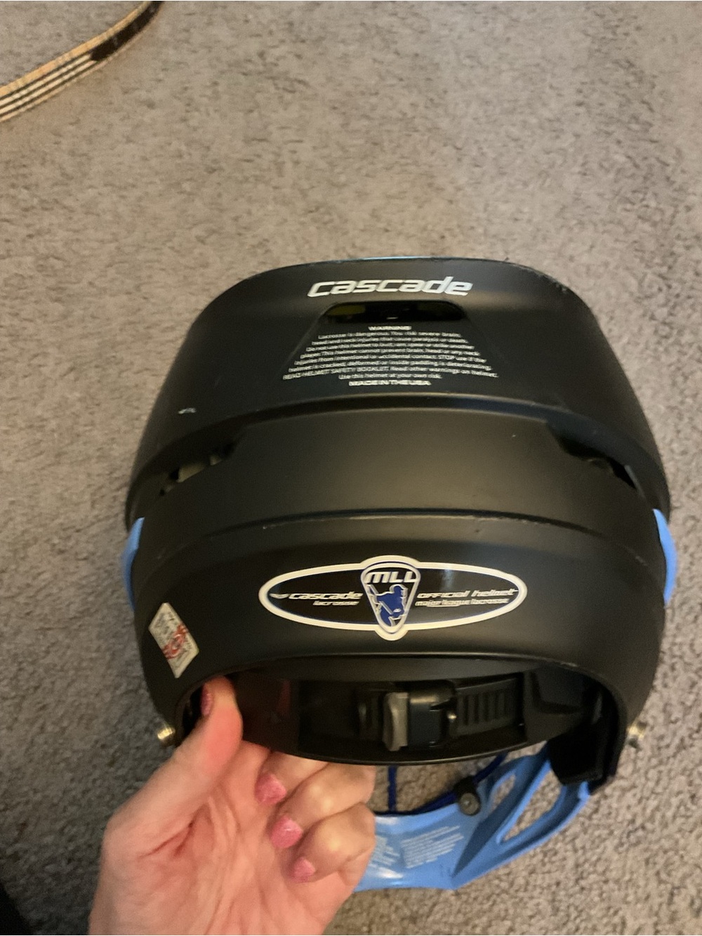 Final Sale! Cascade Vintage Blue Black Lacrosse Helmet Sporting Model R Guard - Picture 7 of 11